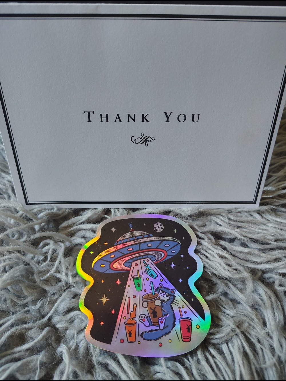 Dutch Bros Holographic UFO Kitty Sticker